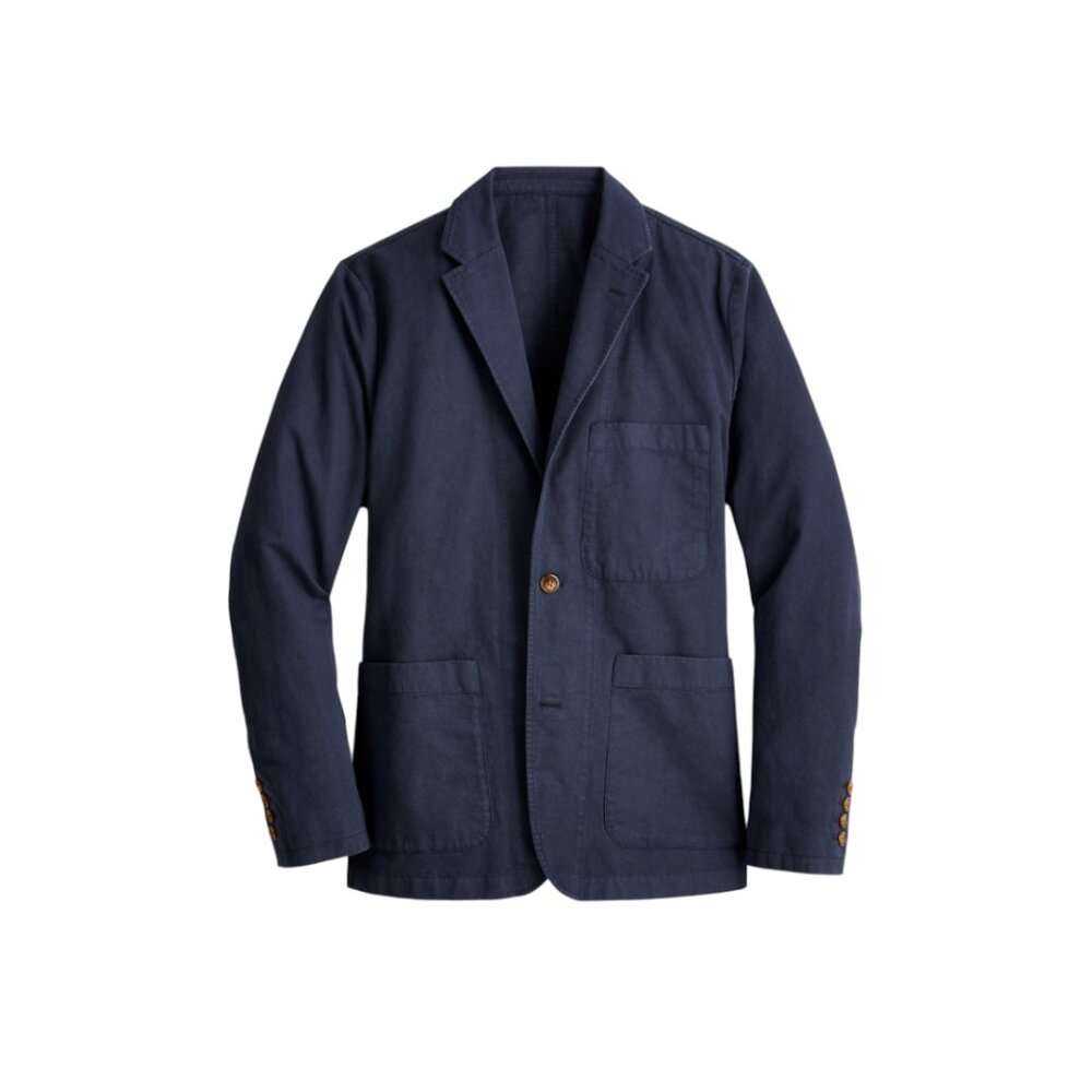 NWT JCREW Garment Dyed Chino Blazer Sport Coat Chore Jacket Mens 34 Navy Blue